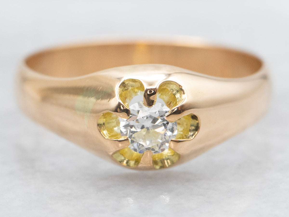 Anillo de compromiso con solitario de diamantes de talla europea