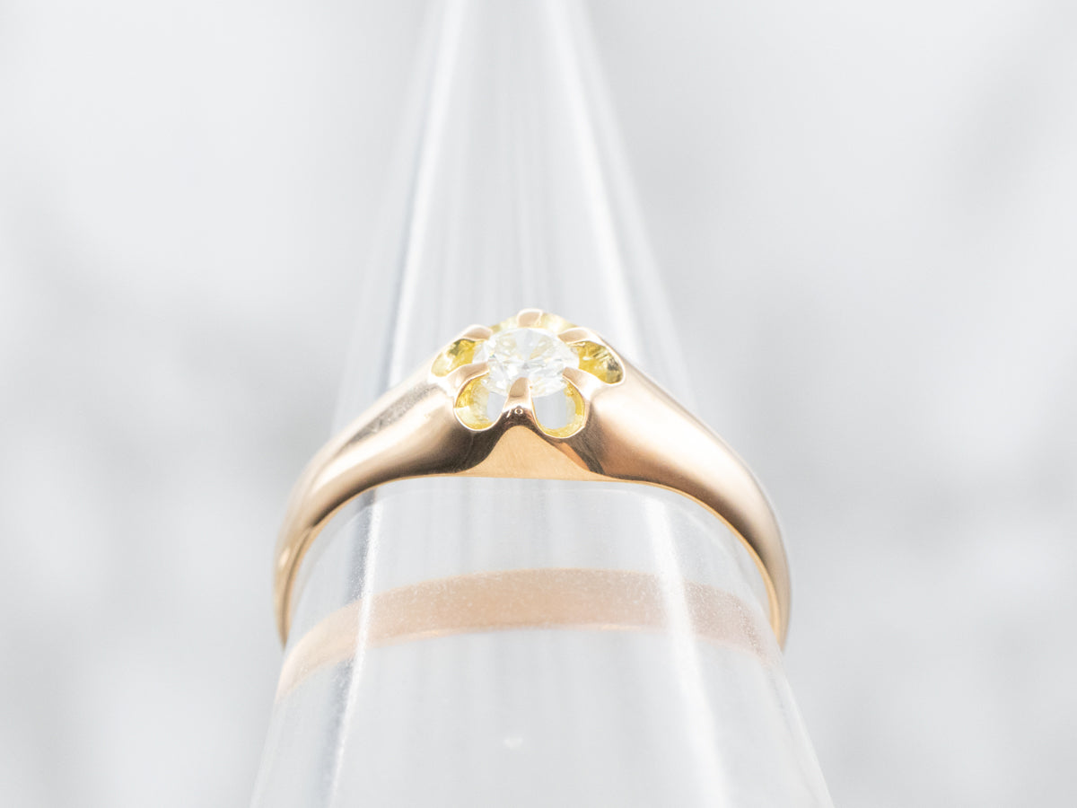 Anillo de compromiso con solitario de diamantes de talla europea