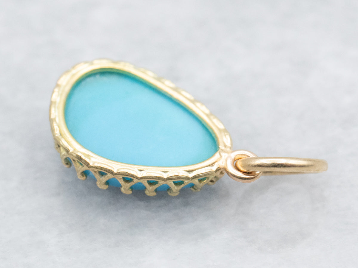 Bright Blue Pear-Cut Turquoise Pendant