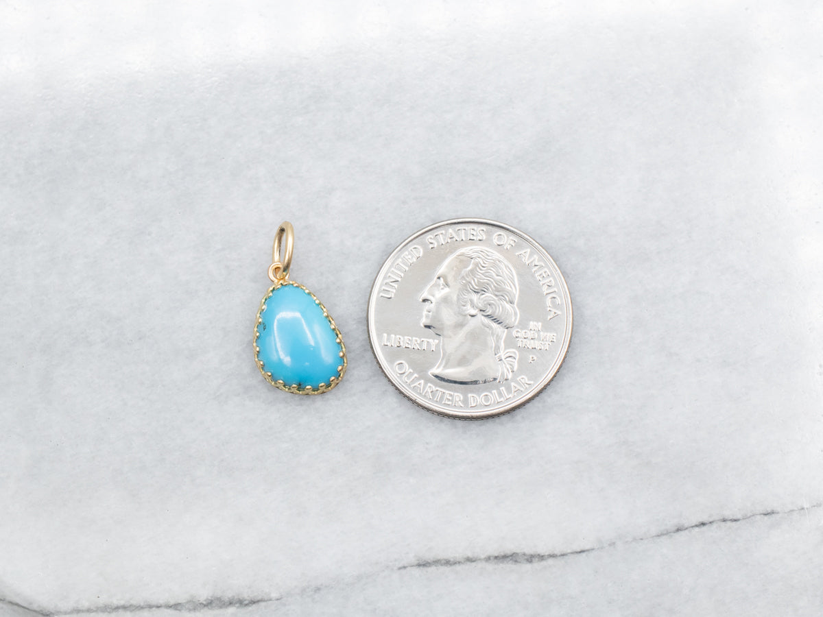 Bright Blue Pear-Cut Turquoise Pendant