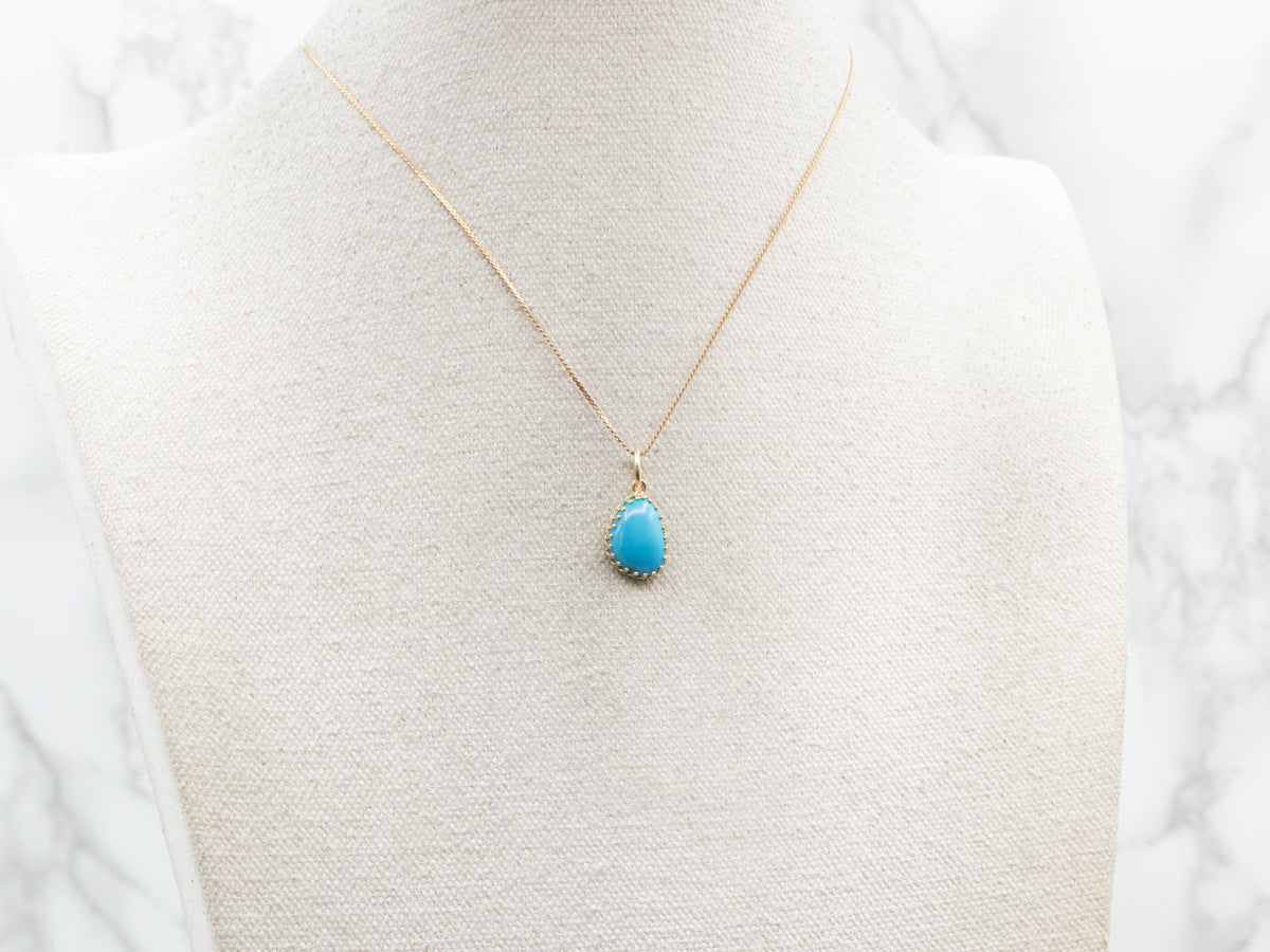 Bright Blue Pear-Cut Turquoise Pendant