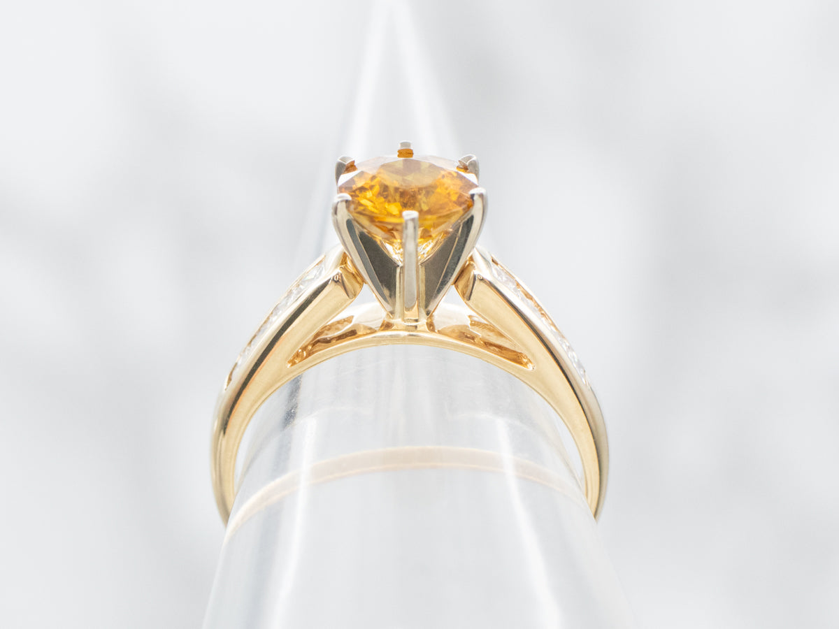 Golden Sphene and Diamond Ring