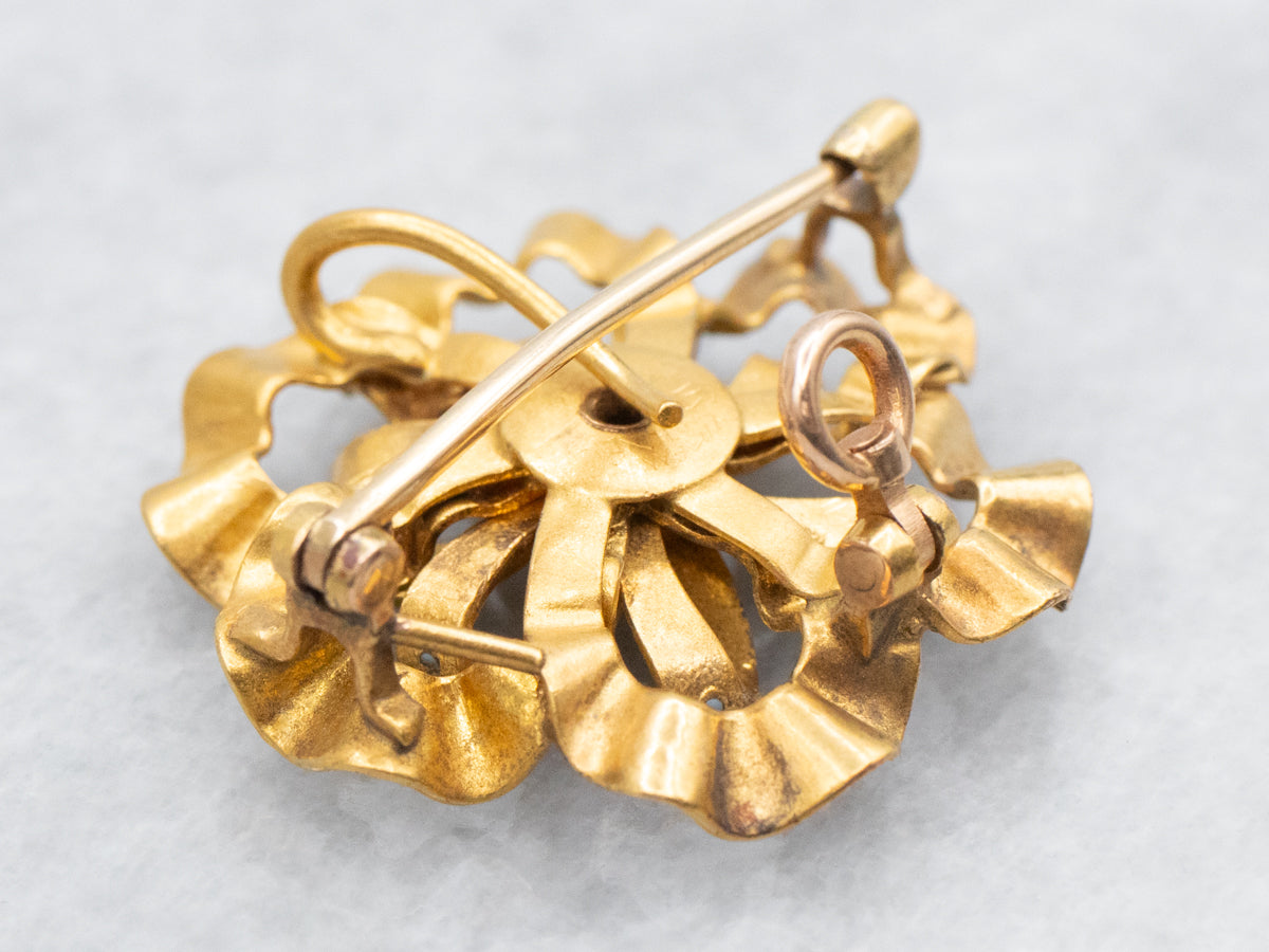 Synthetic Ruby and Enamel Brooch or Pendant