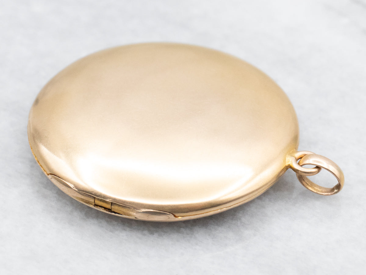 Vintage Gold "LMK" Engraved Round Locket