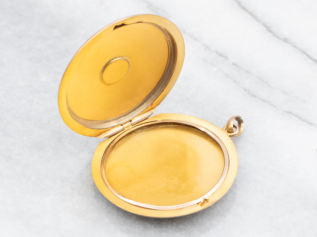 Vintage Gold "LMK" Engraved Round Locket