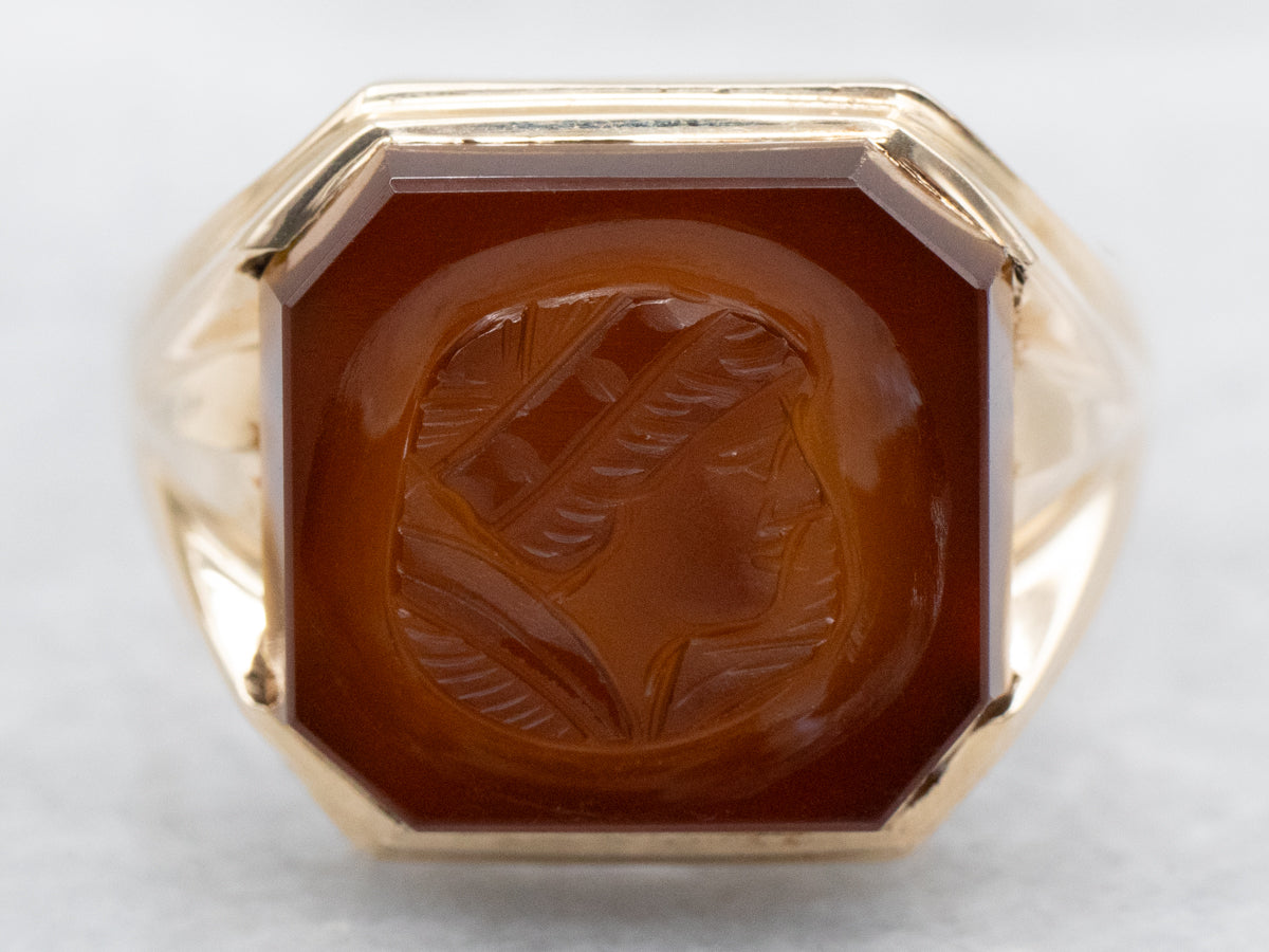 Men's Vintage Sardonyx Intaglio Ring