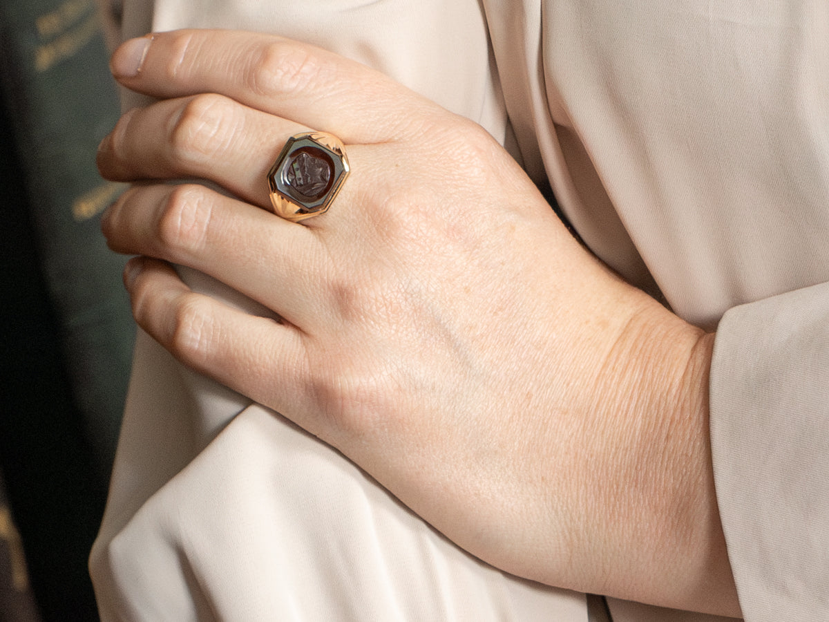 Men's Vintage Sardonyx Intaglio Ring