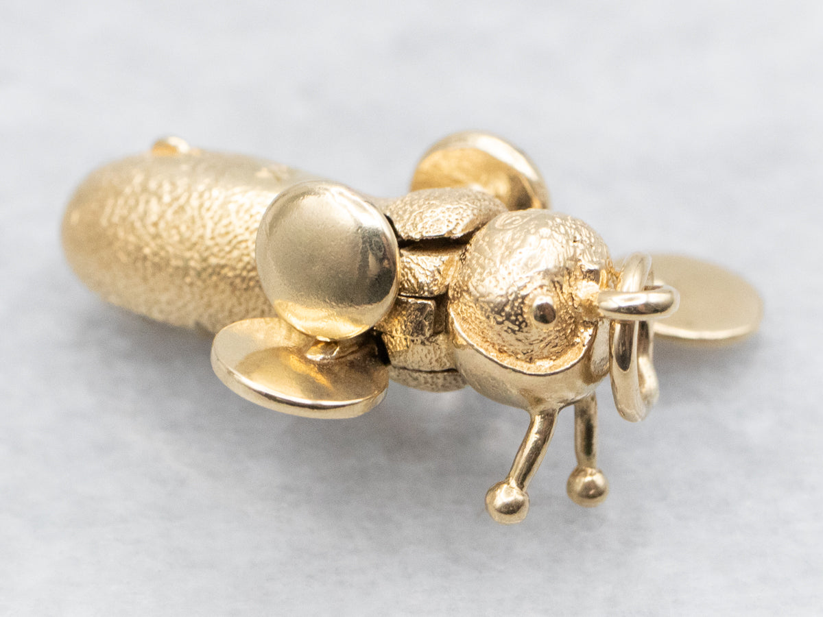 Gold Old Fashioned Toy Bee Charm