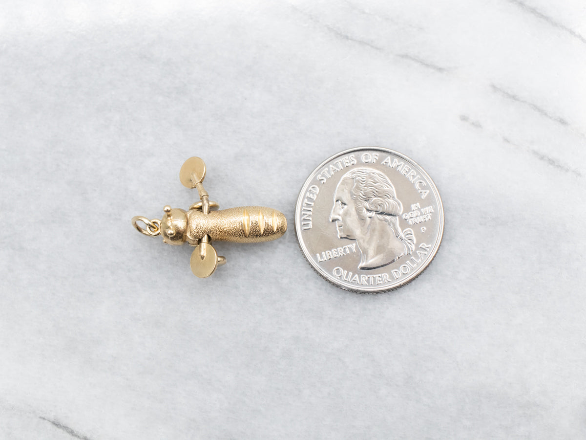 Gold Old Fashioned Toy Bee Charm