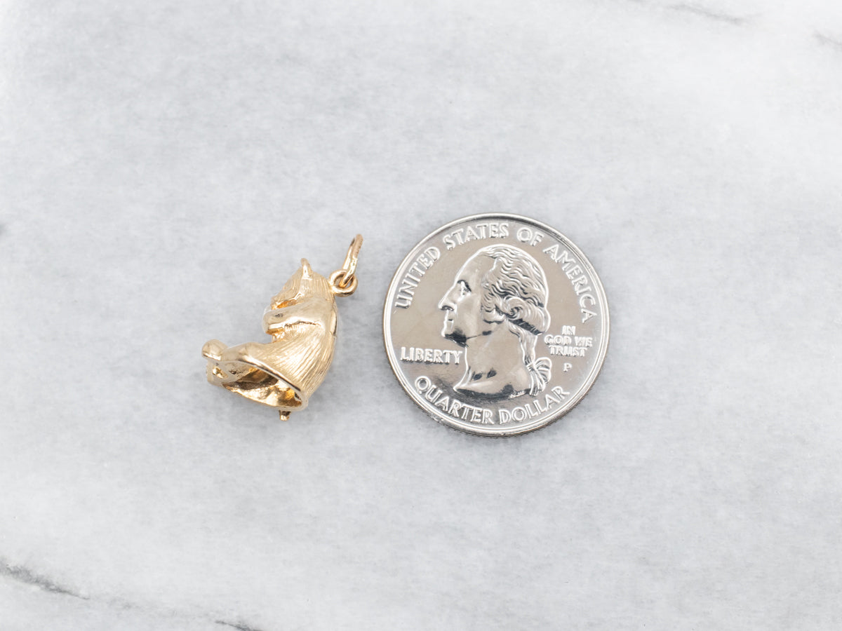 Vintage Gold Panda Bear with Bamboo  Charm