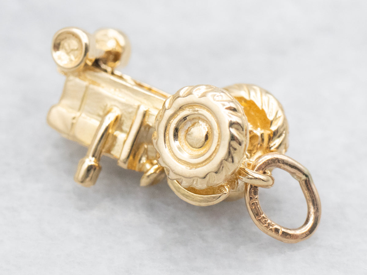 Vintage Gold Tractor Charm