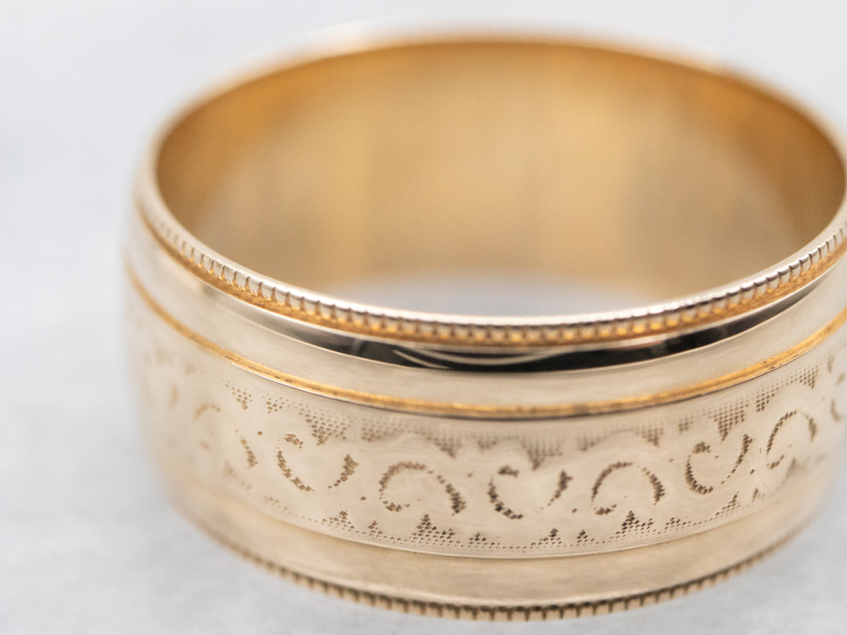 Vintage Yellow Gold Pattern Band