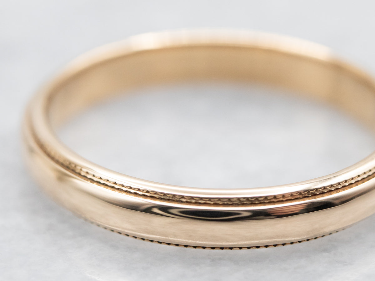 Milgrain Edge Yellow Gold Wedding Band