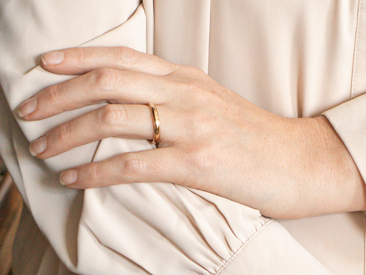 Milgrain Edge Yellow Gold Wedding Band