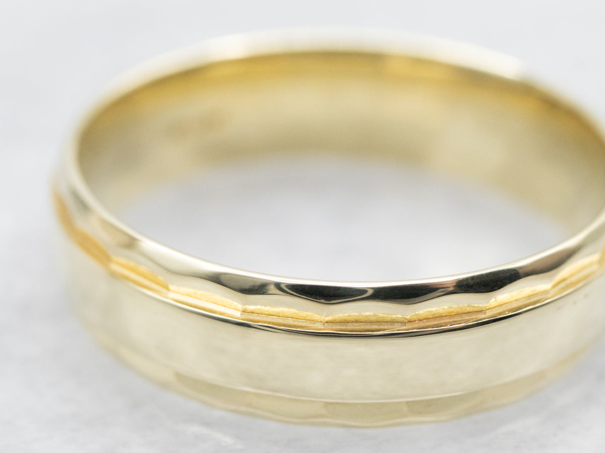 Green Gold Fredrick Goldman Faceted Edge Band