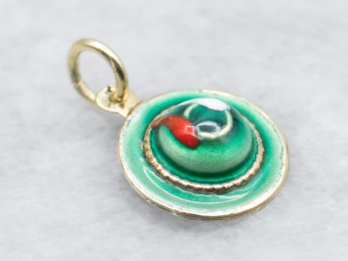 Sweet Vintage Enamel Sun Hat Charm