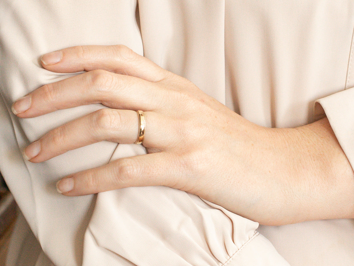 Vintage Gold Milgrain Edge Band