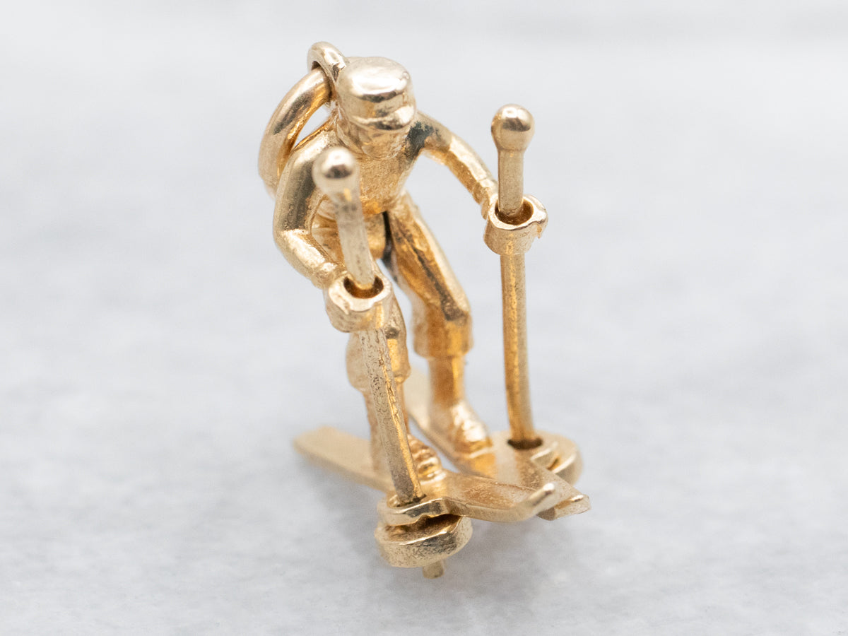 Vintage Cross Country Skier Charm