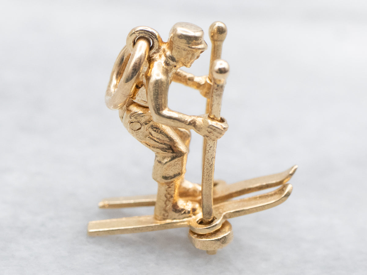Vintage Cross Country Skier Charm