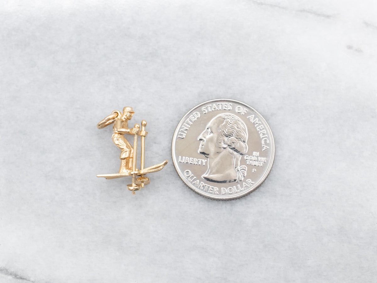 Vintage Cross Country Skier Charm