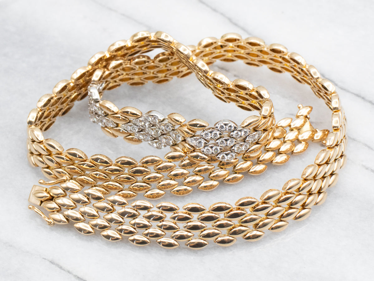 Two Tone 18-Karat Gold Diamond Panther Link Necklace