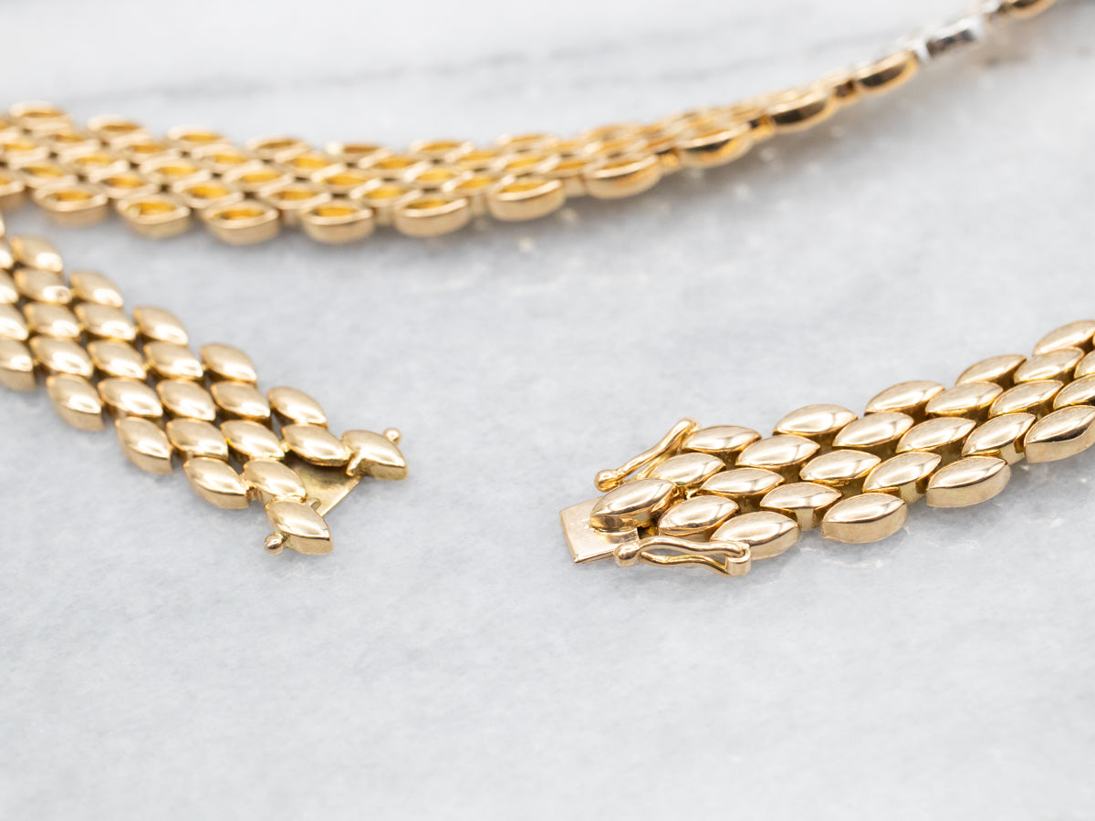 Two Tone 18-Karat Gold Diamond Panther Link Necklace