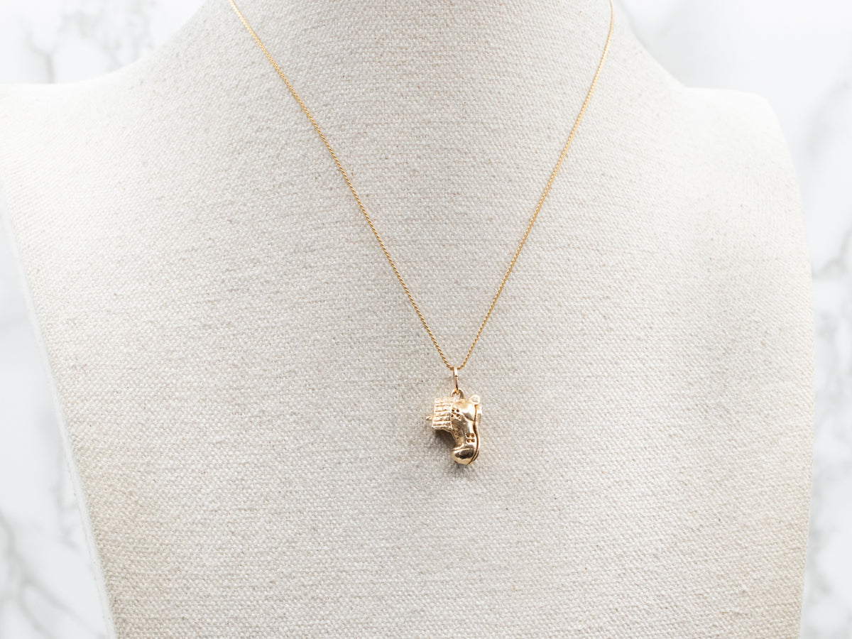 Nursery Rhyme Old Lady in a Shoe Gold Charm