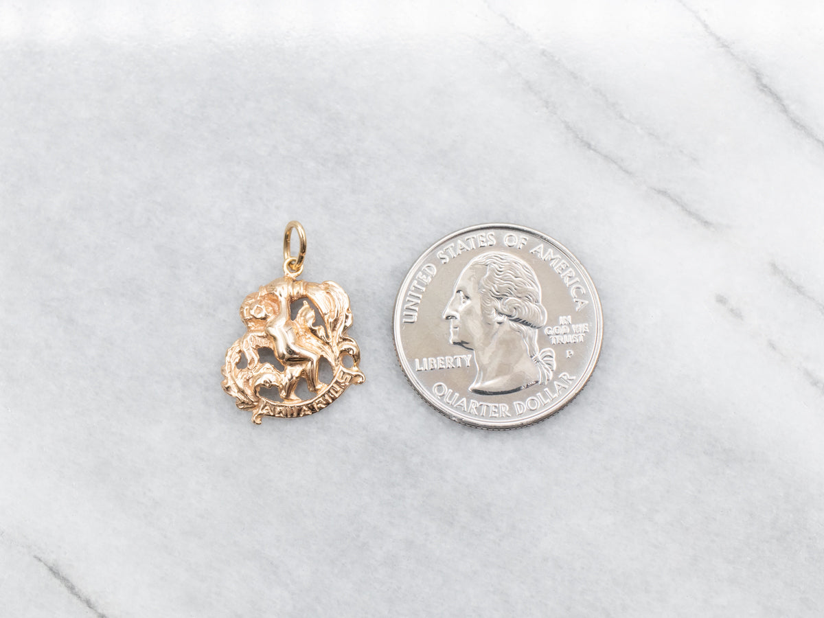 Golden Zodiac Aquarius Pendant
