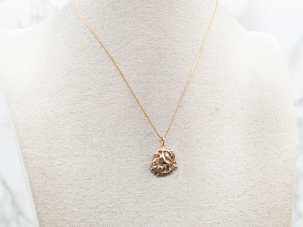 Golden Zodiac Aquarius Pendant