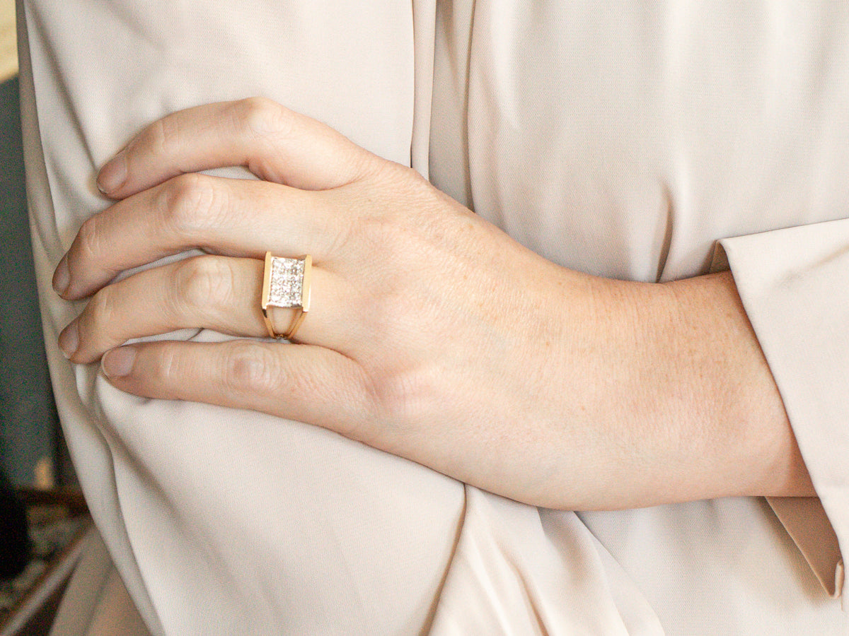Modern Gold Diamond Statement Ring
