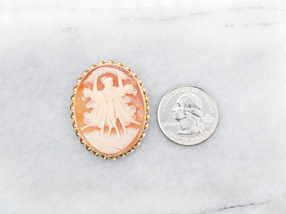 Vintage Gold Three Graces Cameo Brooch or Pendant