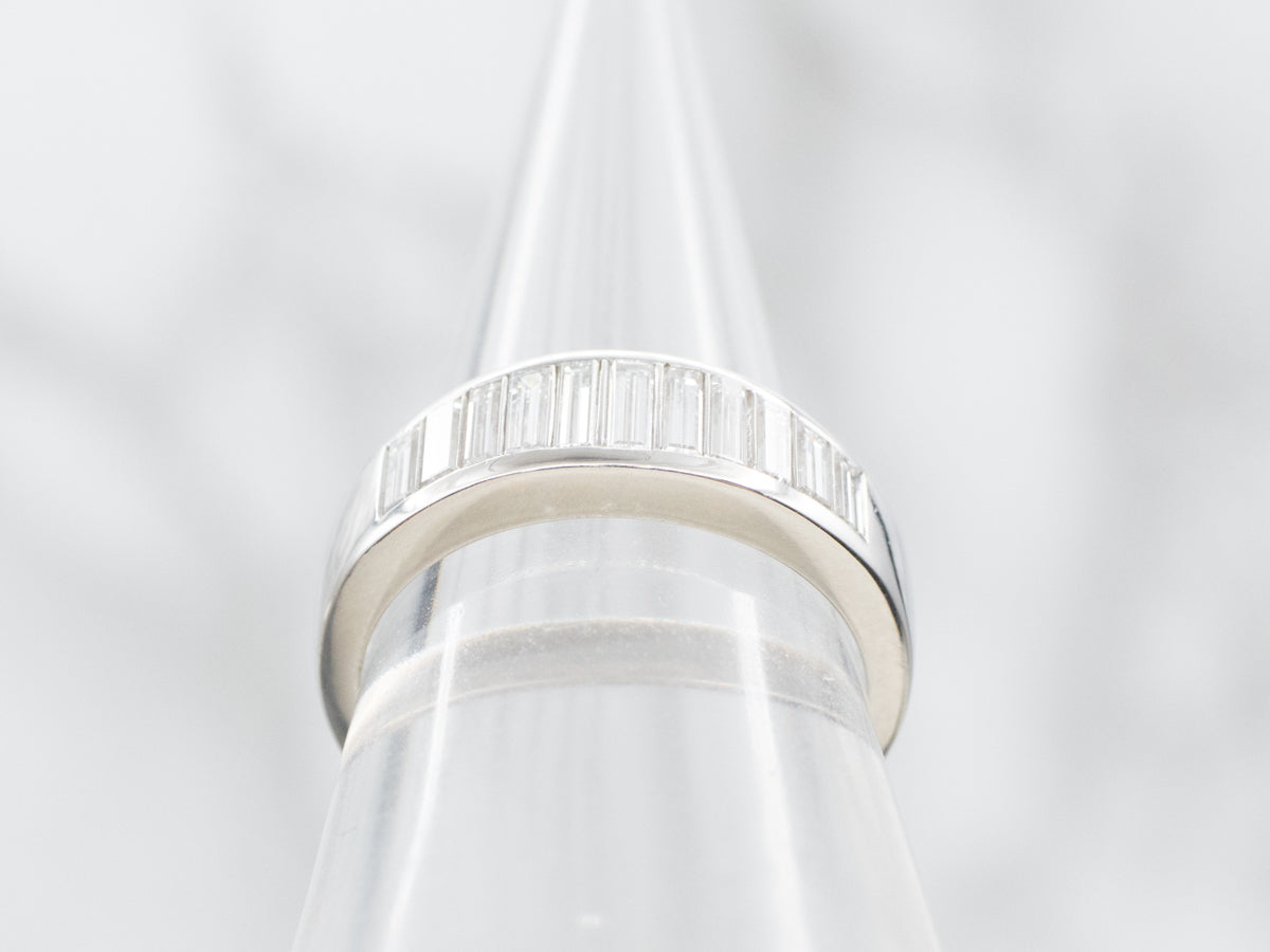 Modern Baguette Cut Diamond and Platinum Band