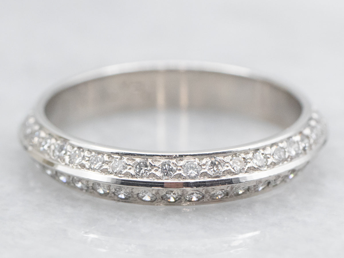 Platinum Diamond Knife Edge Wedding Band