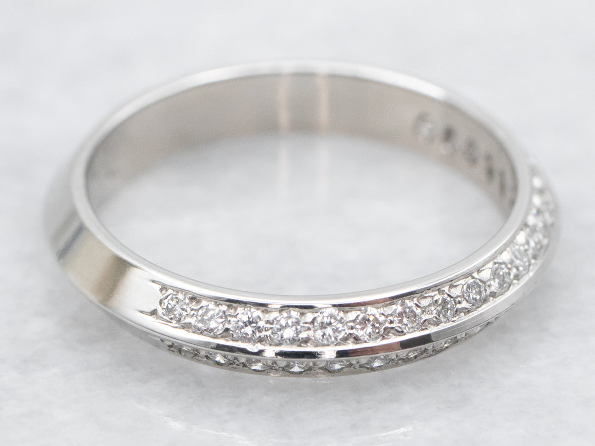 Platinum Diamond Knife Edge Wedding Band