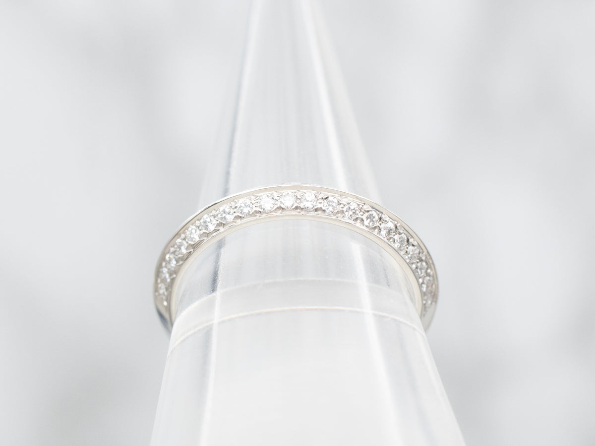 Platinum Diamond Knife Edge Wedding Band