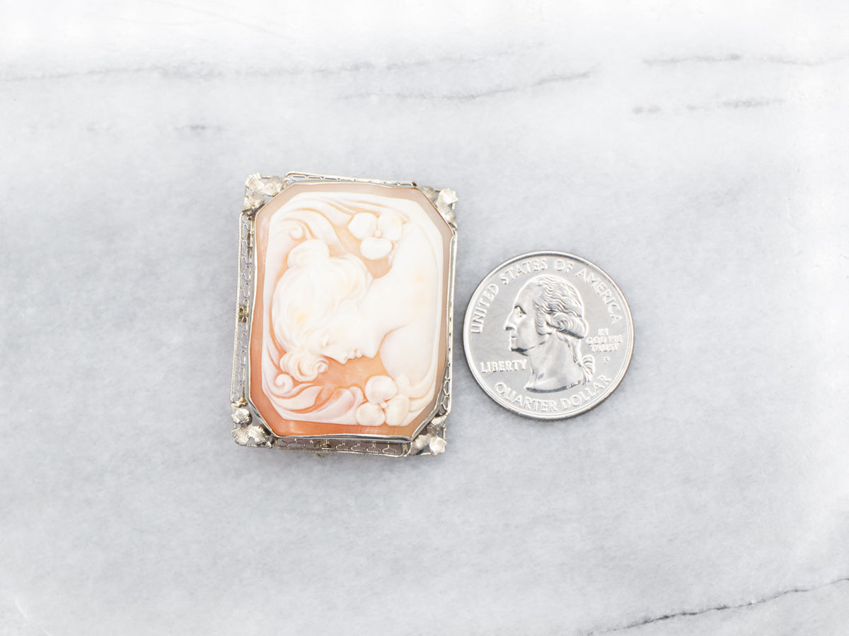 Lovely Antique Rectangle Cameo Brooch or Pendant