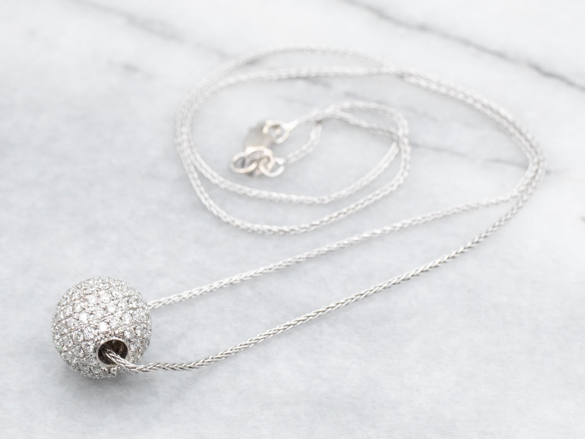 Diamond Encrusted Beaded Ball Necklace
