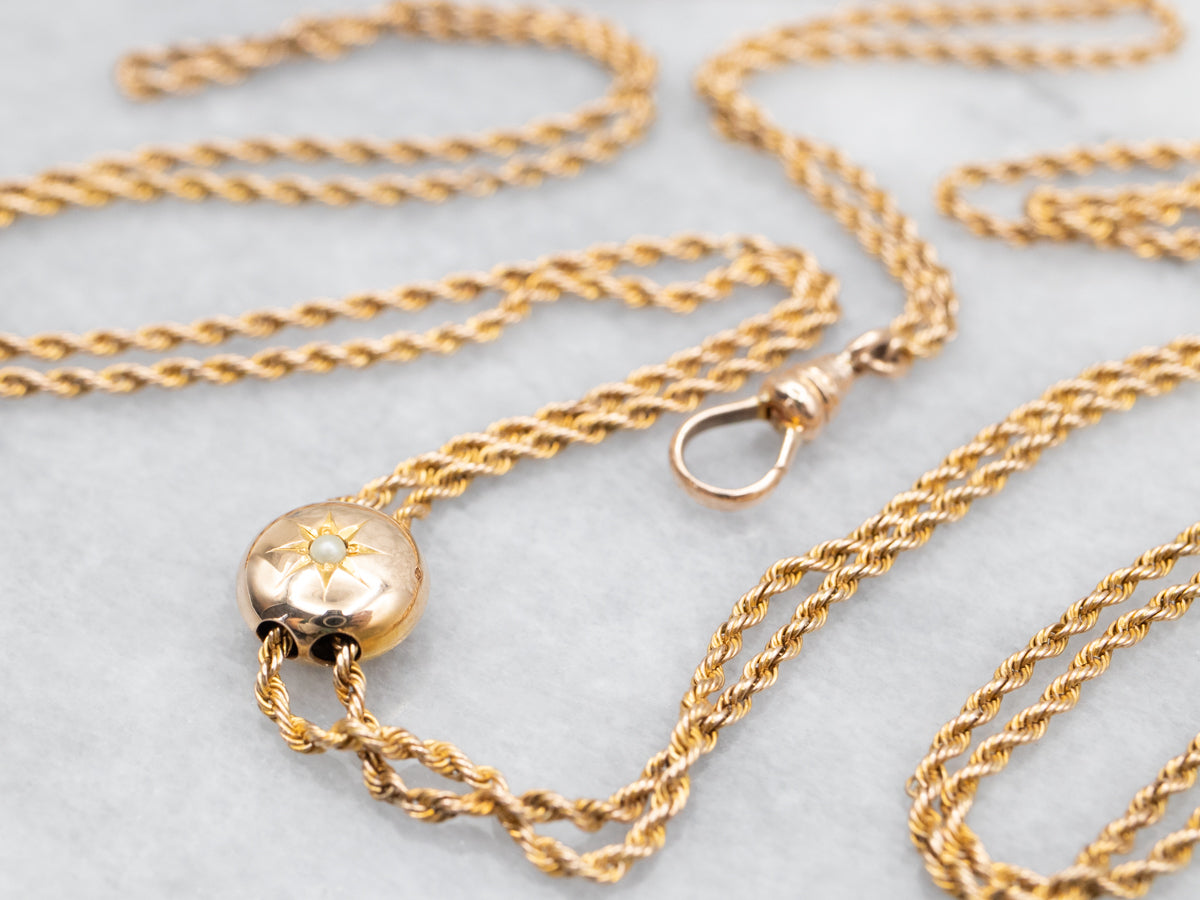Victorian Seed Pearl Lariat Necklace