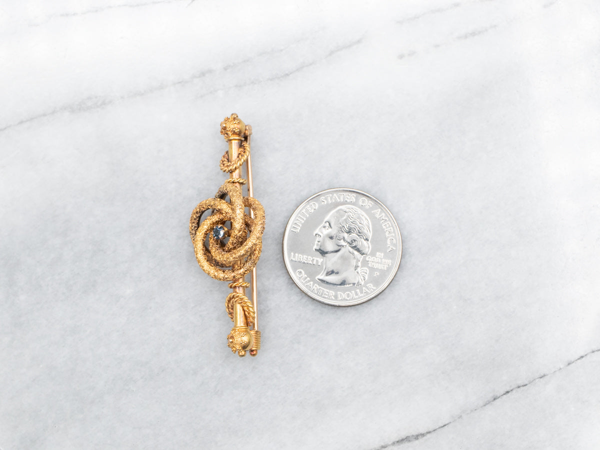 Etruscan Revival Sapphire Lover's Knot Brooch