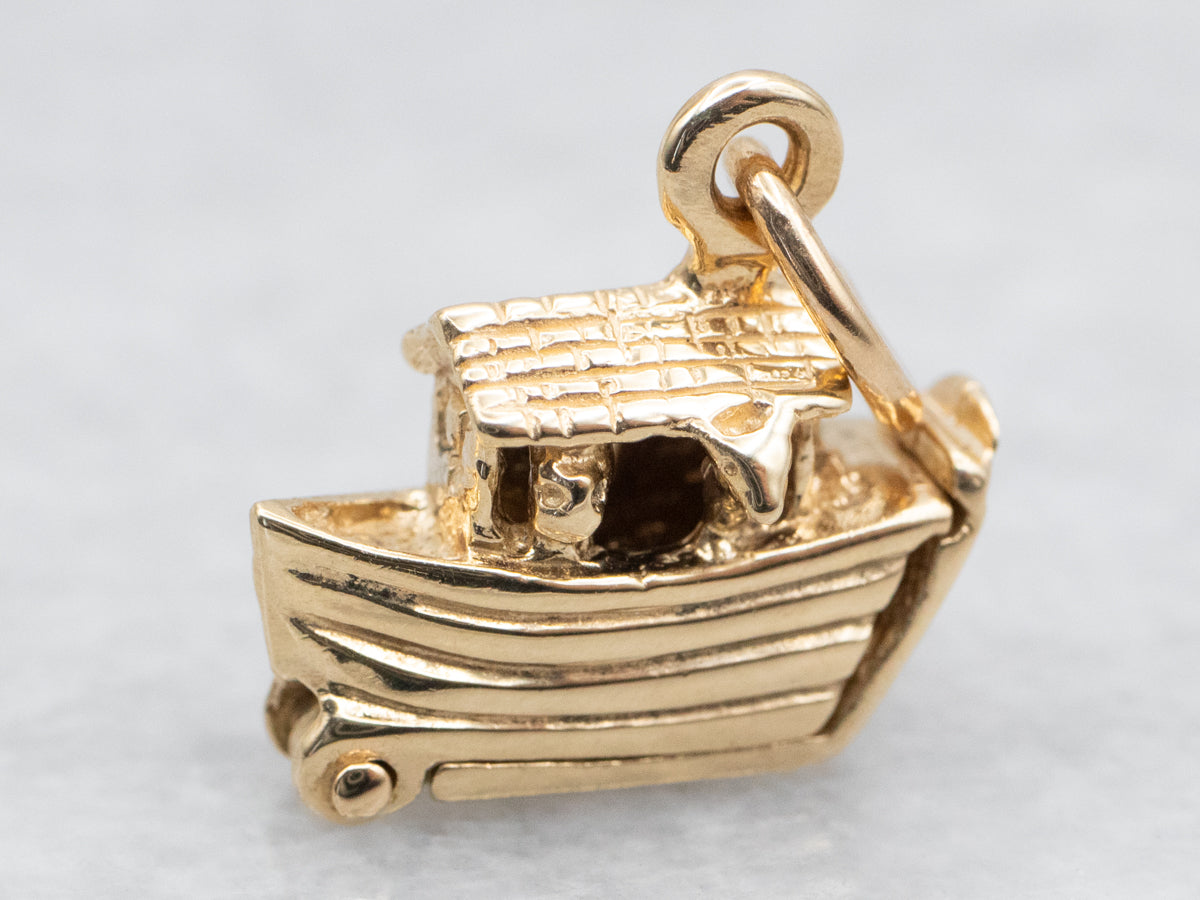 Vintage Gold Noah's Ark Charm