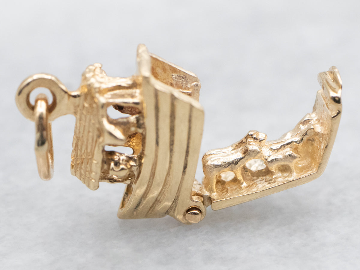 Vintage Gold Noah's Ark Charm