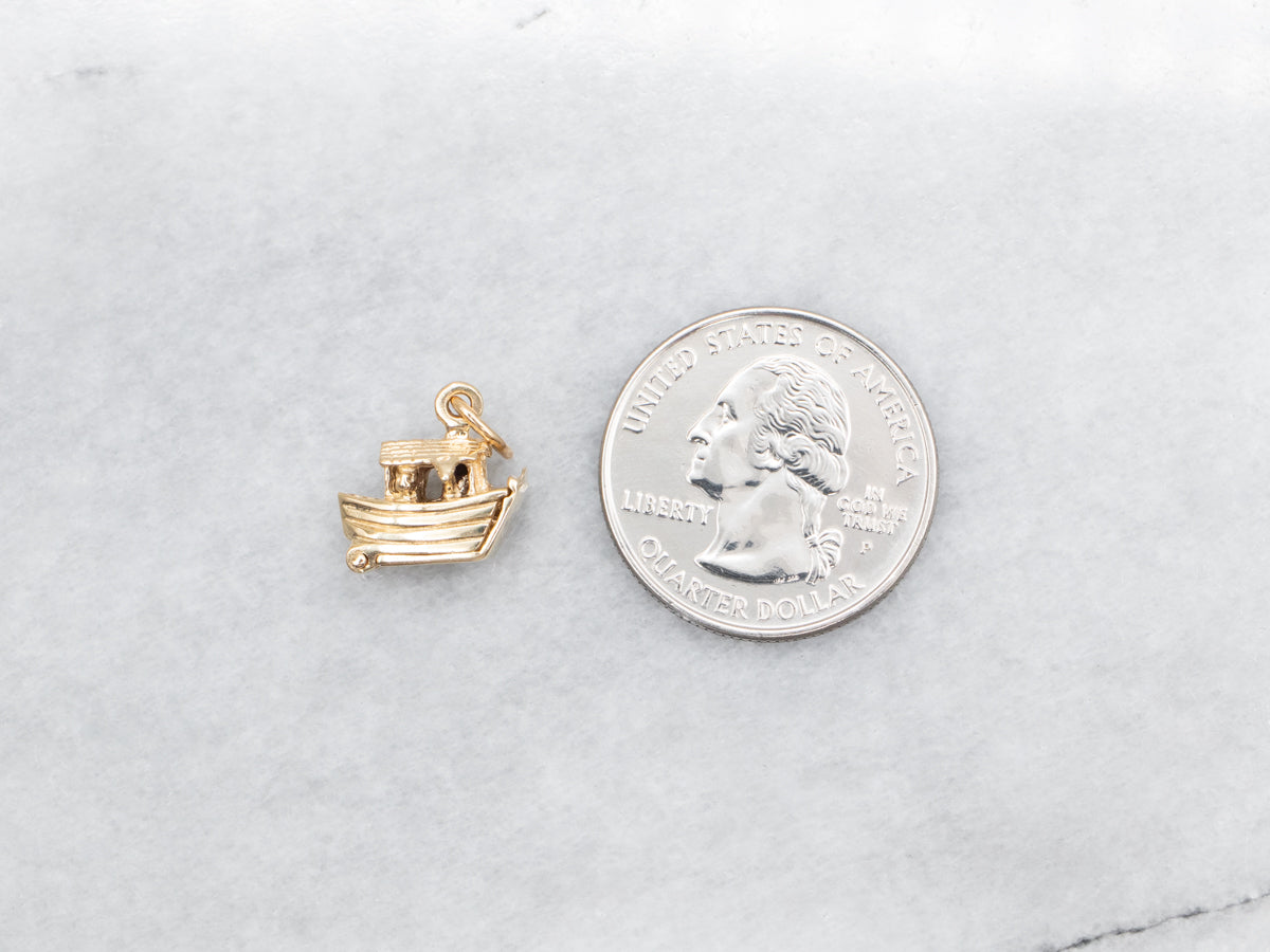 Vintage Gold Noah's Ark Charm