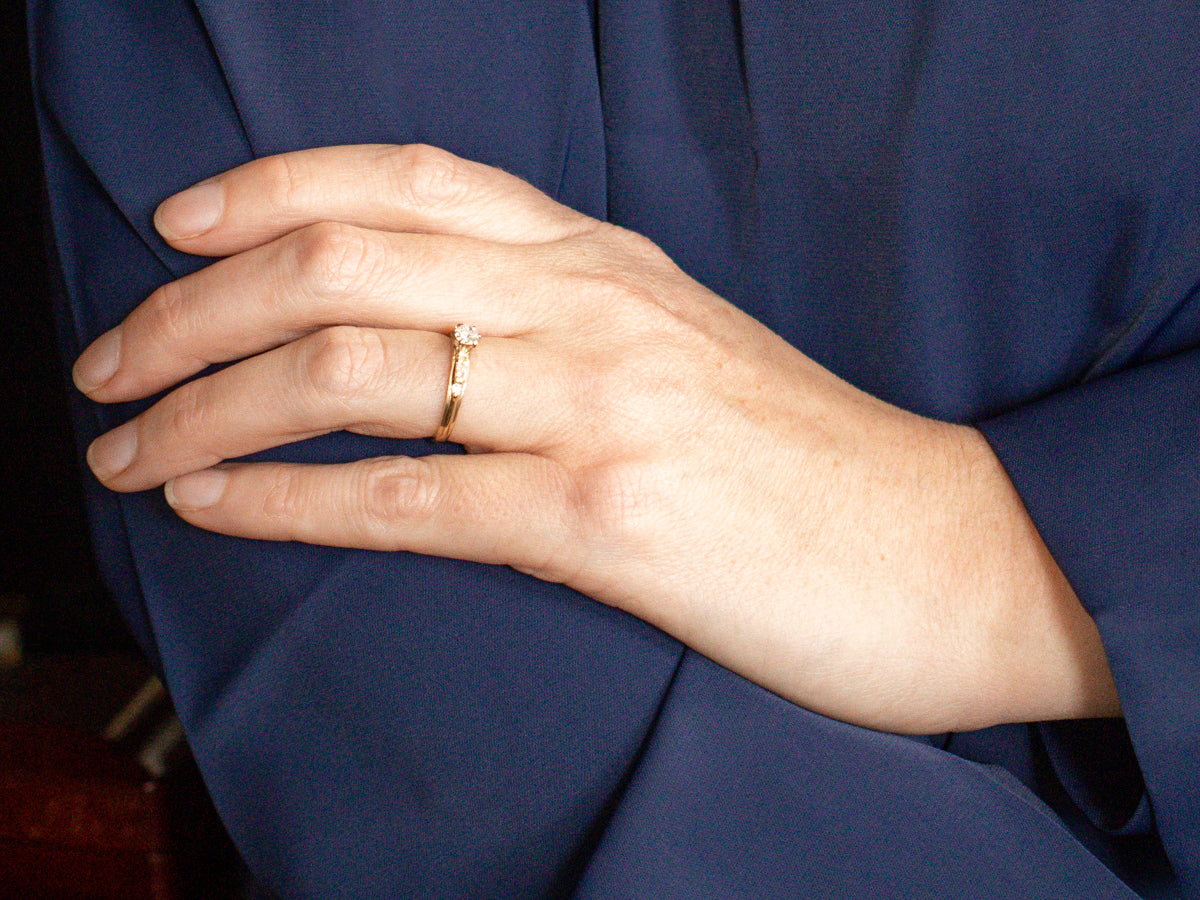 Round and Baguette Cut Diamond Engagement Ring