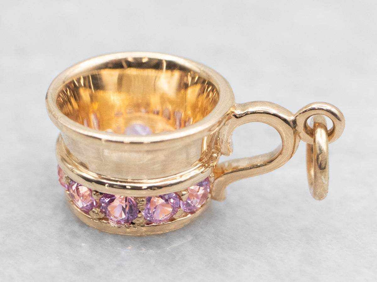 Pink Sapphire Baby Cup Charm