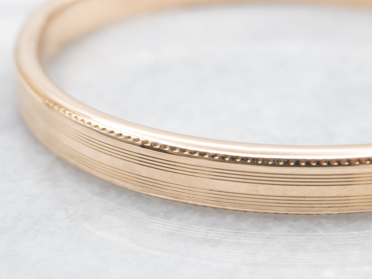 Lined Gold Bangle Bracelet