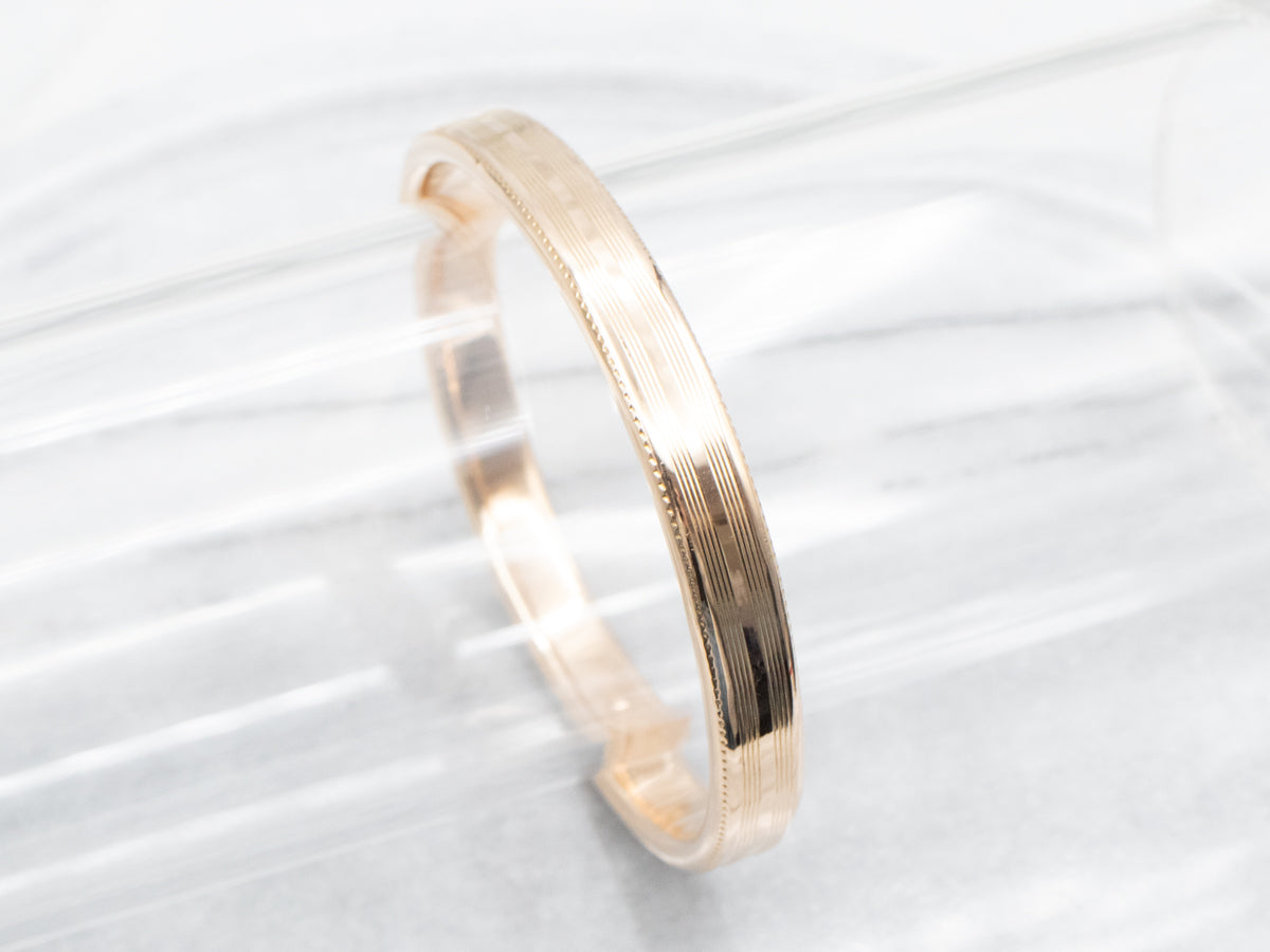 Lined Gold Bangle Bracelet