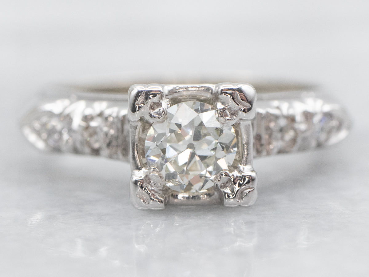 Retro European Cut Diamond Engagement Ring