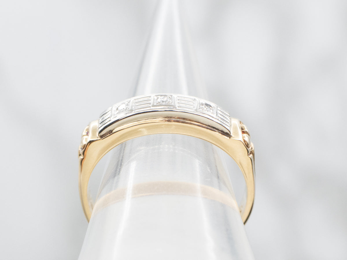 Retro Era Men's Three Stone Diamond Band