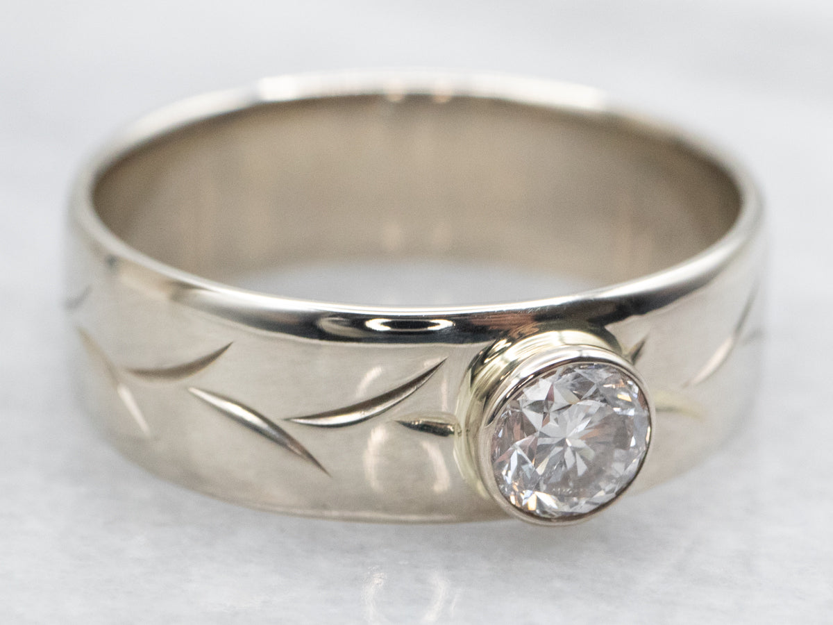 Men's Botanical Diamond Solitaire Ring