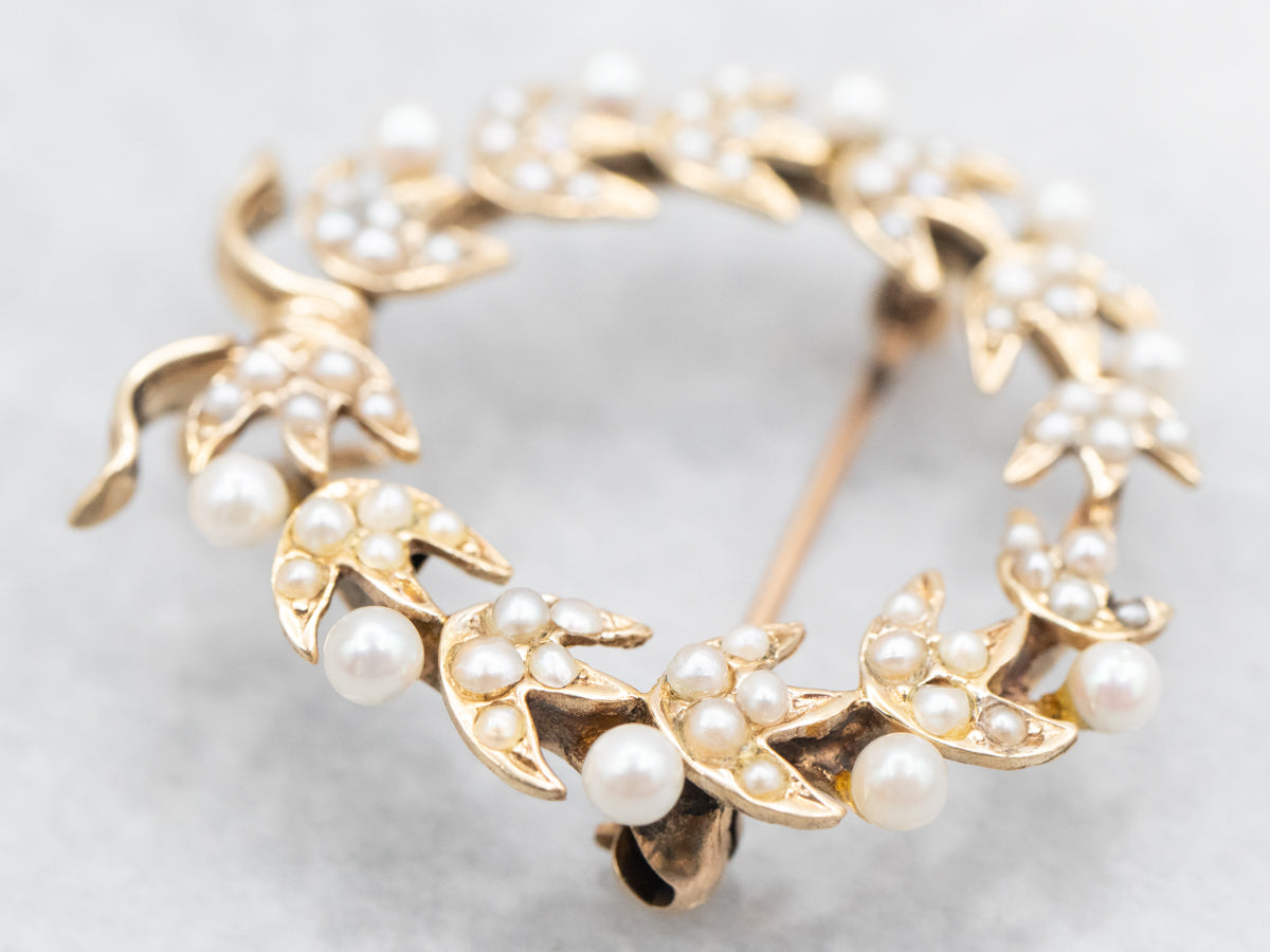 Art Nouveau Era Seed Pearl Circle Pin